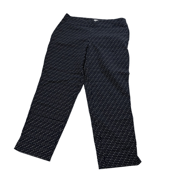 Elaine Rose Navy White Patterned Capri Pants 14W Stretch Business Casual Classic - Picture 1 of 5